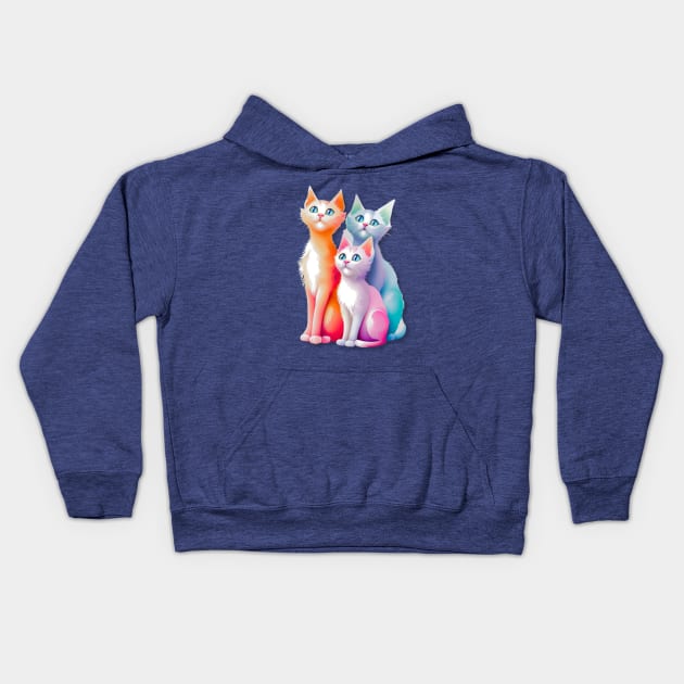 Cat lover, Colorful Kitties Kids Hoodie by Jenerations